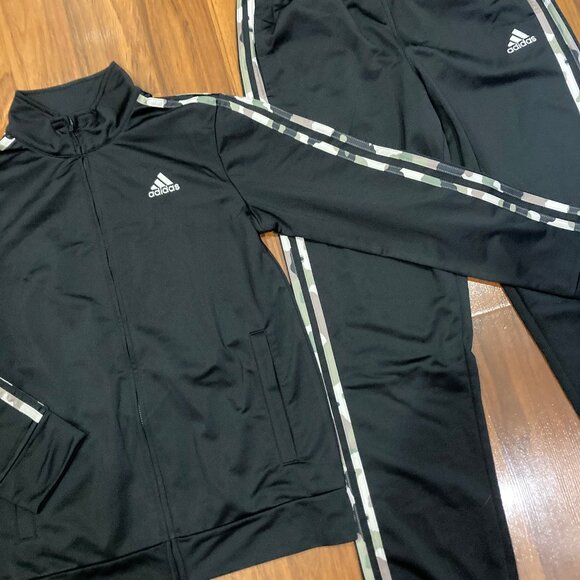 adidas Youth Set Boy's Jacket PANTS Tracksuit Black 2pc Size 14/16 (L) New - Picture 5 of 5